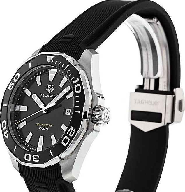 Tag Heuer Aquaracer Quartz Black Dial Black Rubber Strap Watch for Men -  WAY101A.FT6141