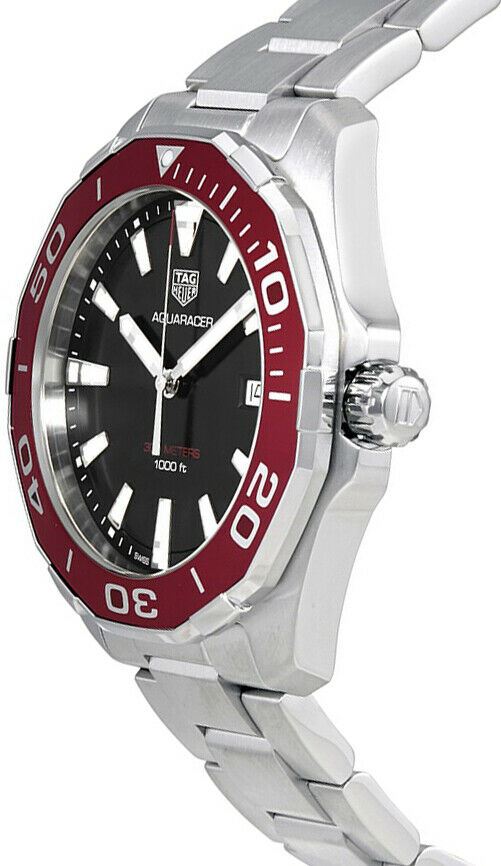 Tag Heuer Aquaracer Black Dial Silver Steel Strap Watch for Men - WAY101B.BA0746