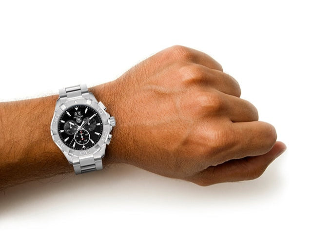 Tag Heuer Aquaracer Chronograph Black Dial Silver Steel Strap Watch for Men - CAY1110.BA0927