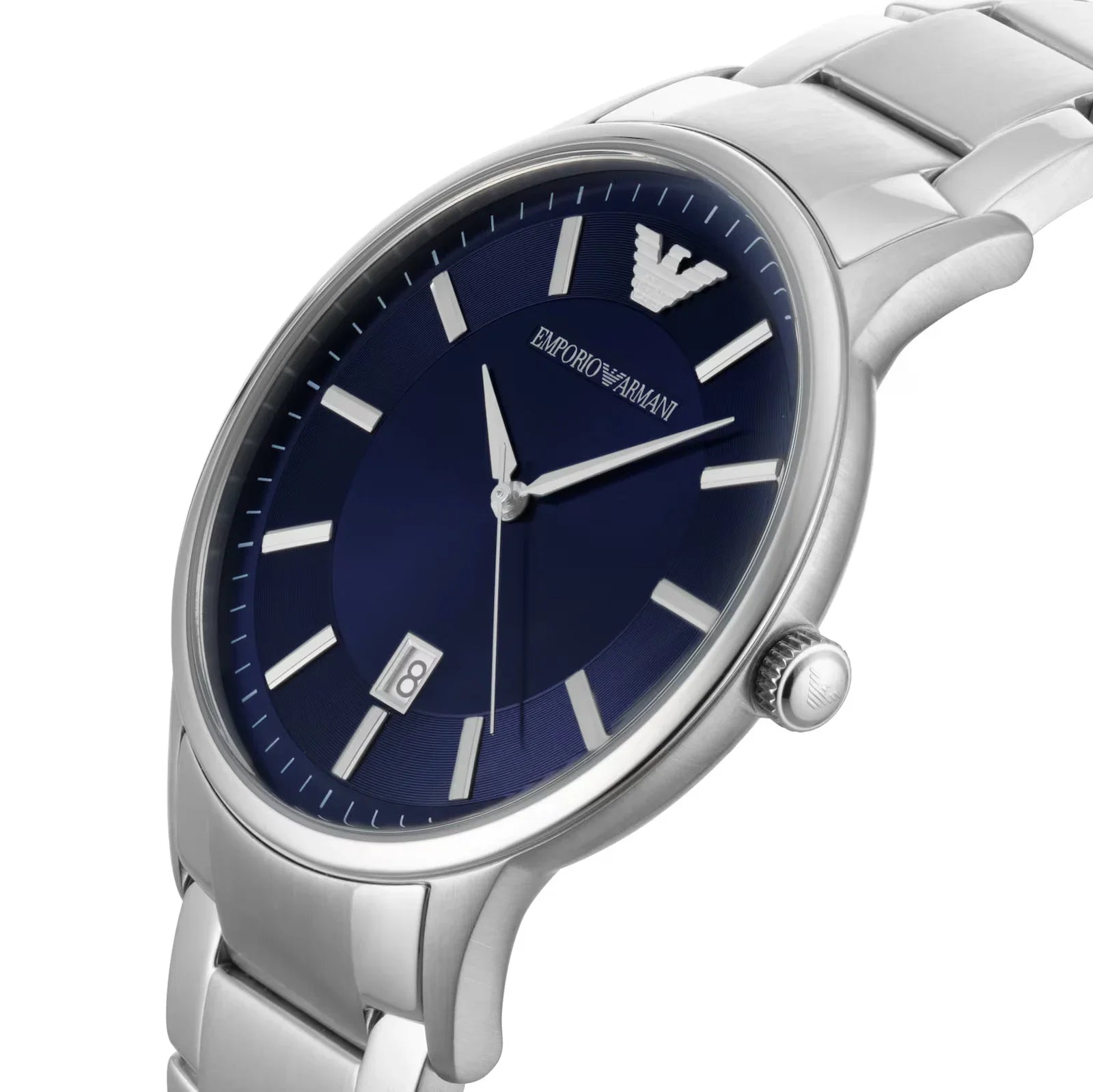 Emporio Armani Men's AR11180 Silver-Tone Stainless Steel Watch with Blue Dial