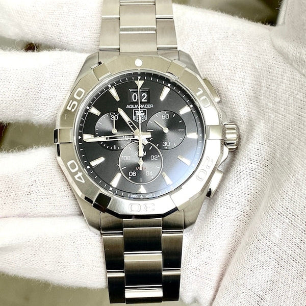 Tag Heuer Aquaracer Chronograph Black Dial Silver Steel Strap Watch for Men - CAY1110.BA0927