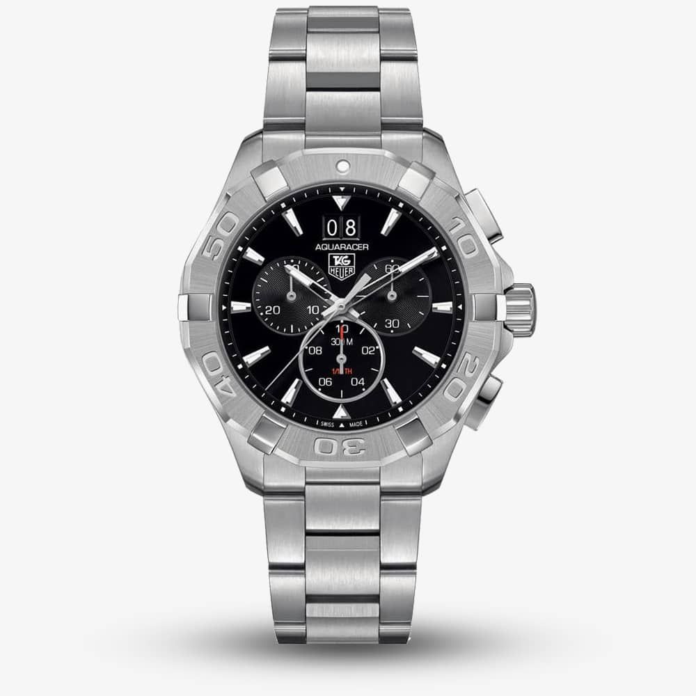 Tag Heuer Aquaracer Chronograph Black Dial Silver Steel Strap Watch for Men - CAY1110.BA0927