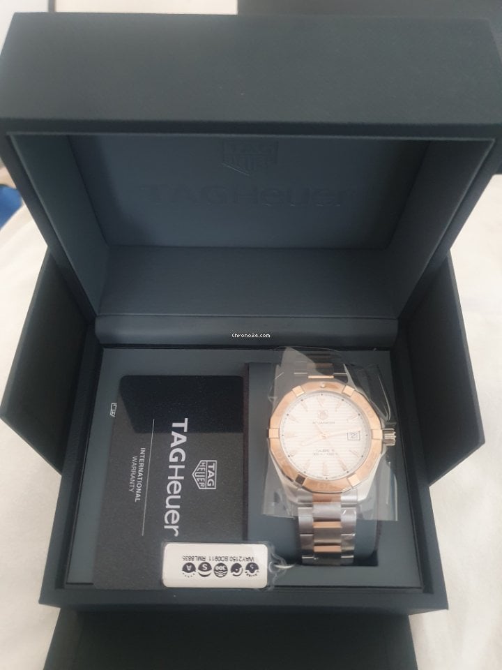 Tag Heuer Aquaracer Calibre 5 Automatic White Dial Two Tone Steel Strap Watch for Men - WAY2150.BD0911