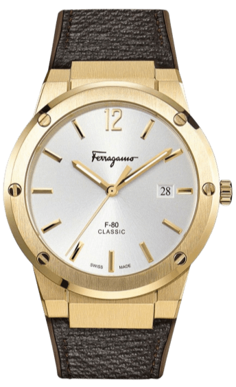 Salvatore Ferragamo Classic White Dial Brown Leather Strap Watch for Men - SFDT00819