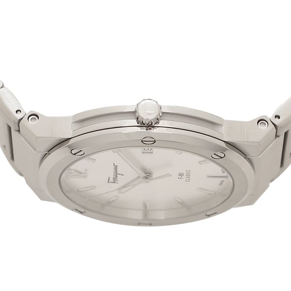 Salvatore Ferragamo F-80 Classic Silver Dial Silver Steel Strap Watch for Men - SFDT02223