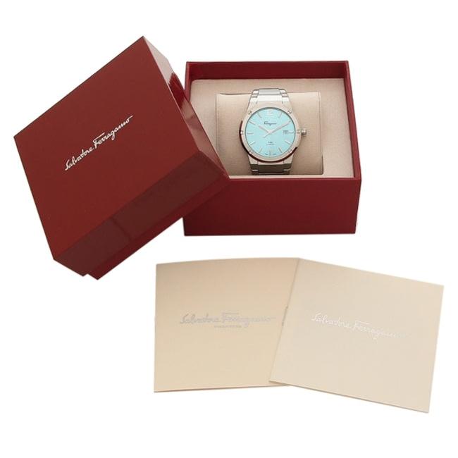 Salvatore Ferragamo F-80 Classic Tiffany Blue Dial Silver Steel Strap Watch for Men - SFDT02323