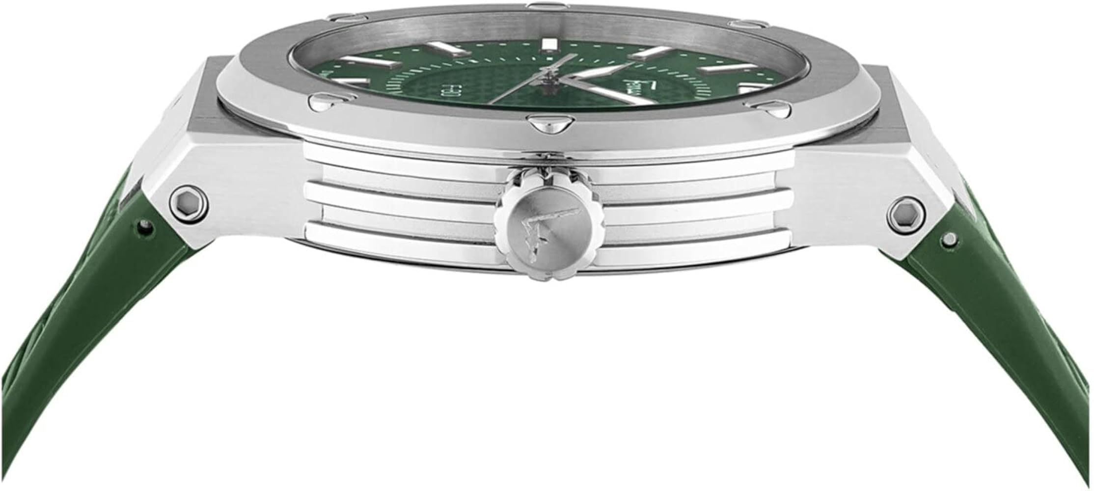 Salvatore Ferragamo F-80 Green Dial Green Rubber Strap Watch for Men - SFHY02722