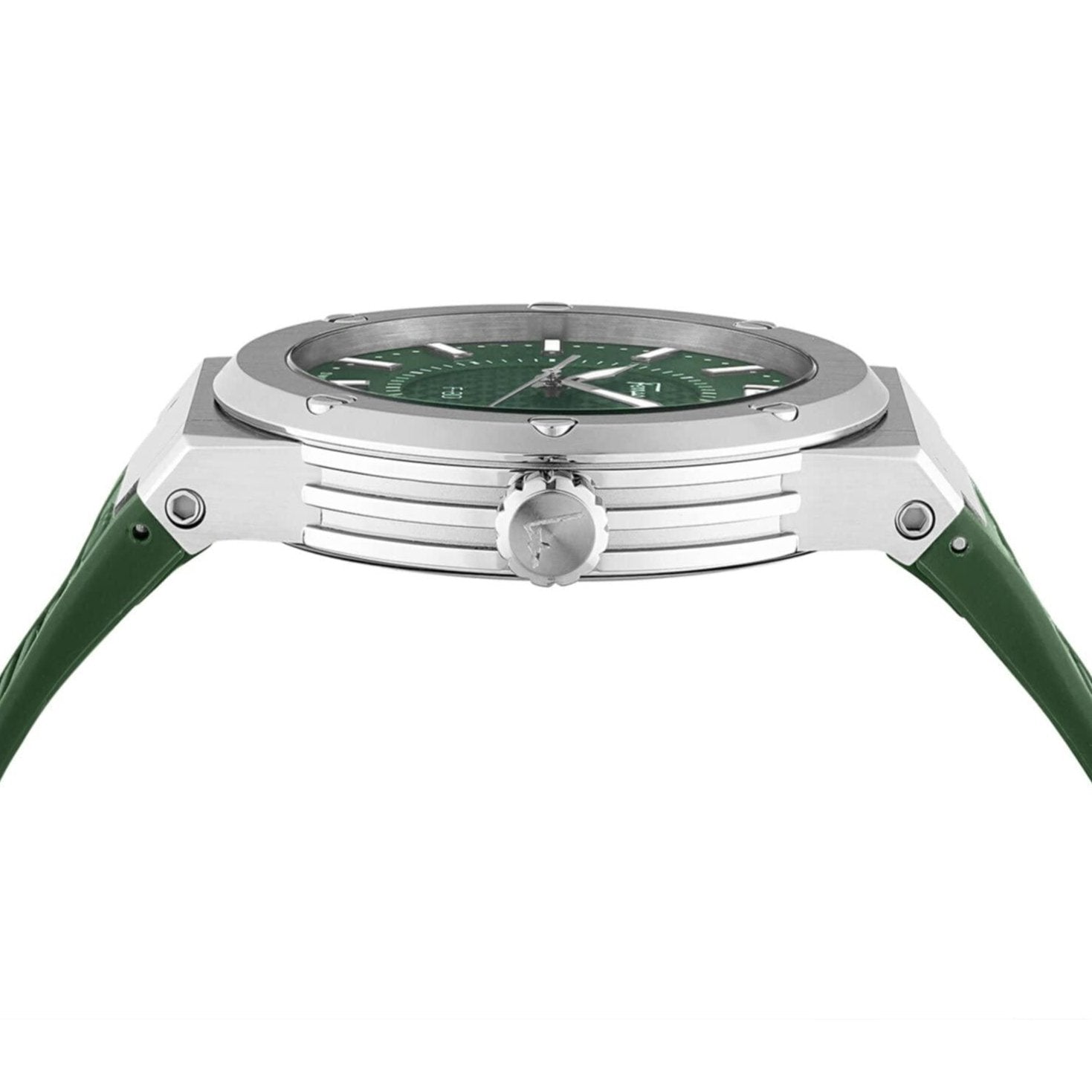 Salvatore Ferragamo F-80 Green Dial Green Rubber Strap Watch for Men - SFHY02722