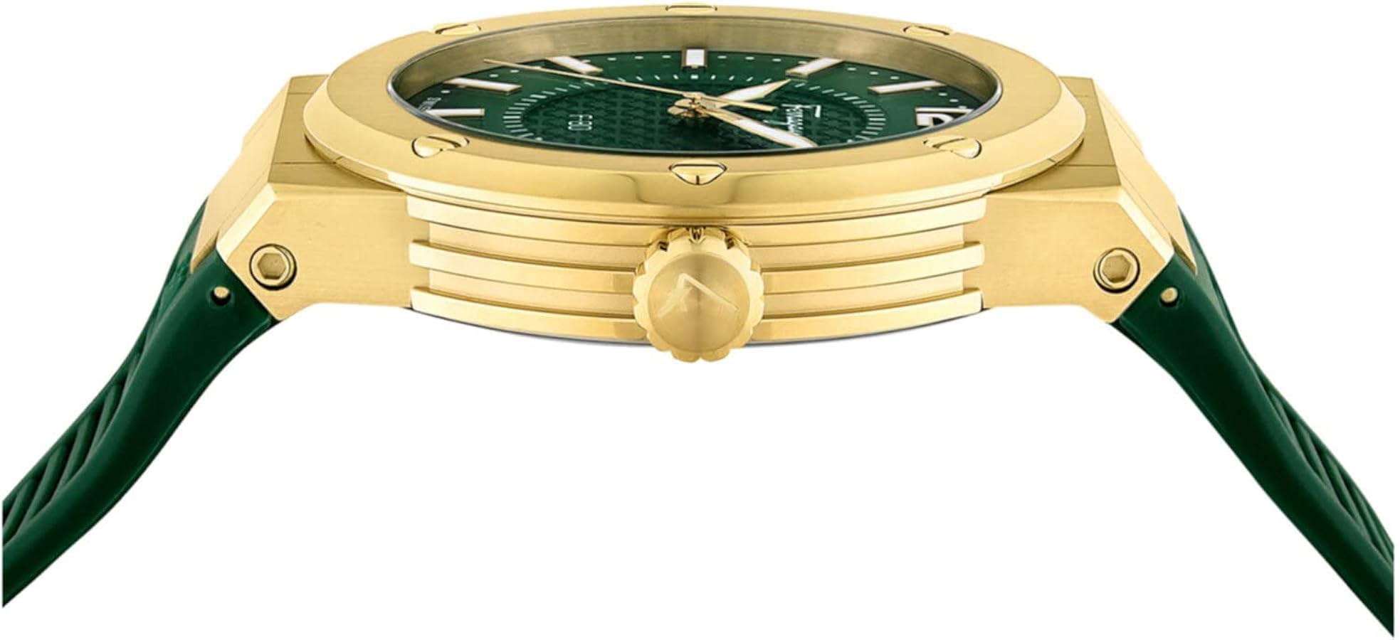 Salvatore Ferragamo F-80 Green Dial Green Rubber Strap Watch for Men - SFHY02022