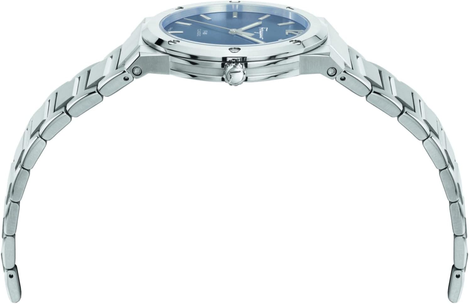 Salvatore Ferragamo F-80 Classic Blue Dial Silver Steel Strap Watch for Men - SFDT01320