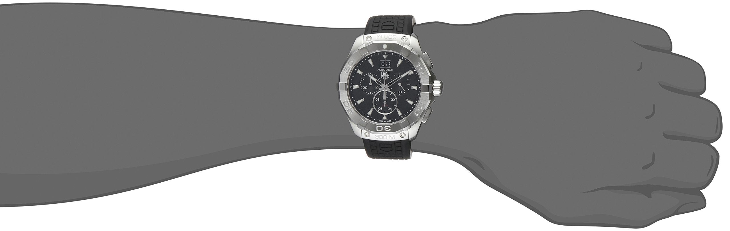 Tag Heuer Aquaracer Chronograph Black Dial Black Rubber Strap Watch for Men - CAY1110.FT6041
