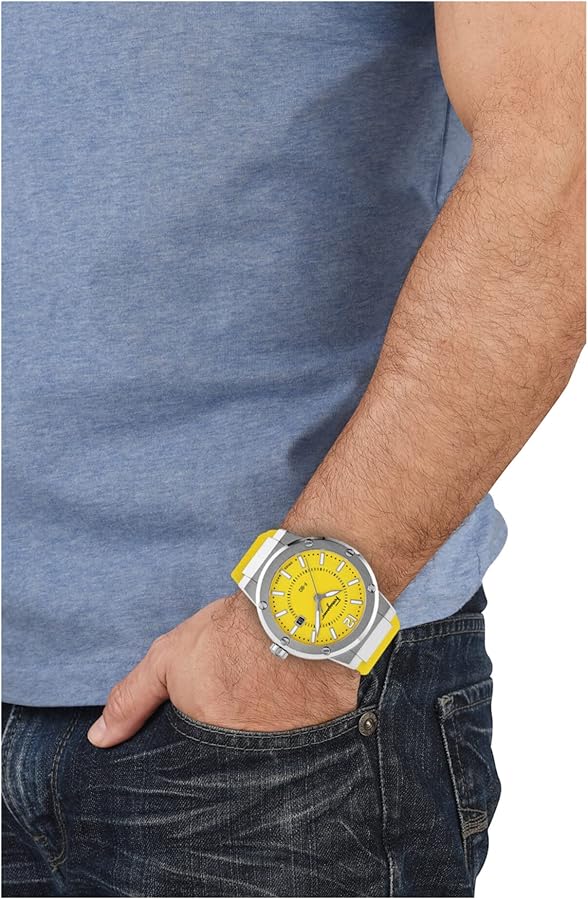 Salvatore Ferragamo F-80 Quartz Yellow Dial Yellow Rubber Strap Watch for Men - SFHY01222