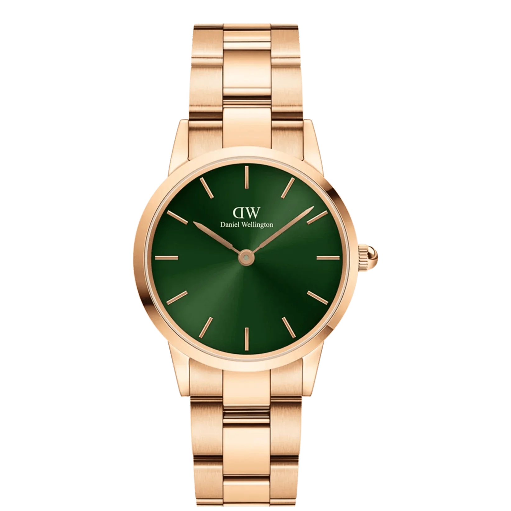 Daniel Wellington Ladies Rose Gold Iconic Link Emerald Watch DW00100421