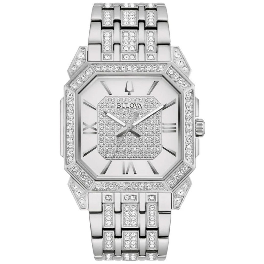 Bulova Crystal Men's Silver Watch 96A285