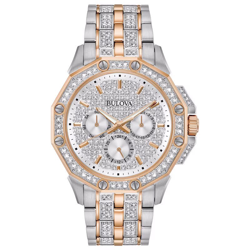 Bulova Crystal Men's Silver Watch 98C133