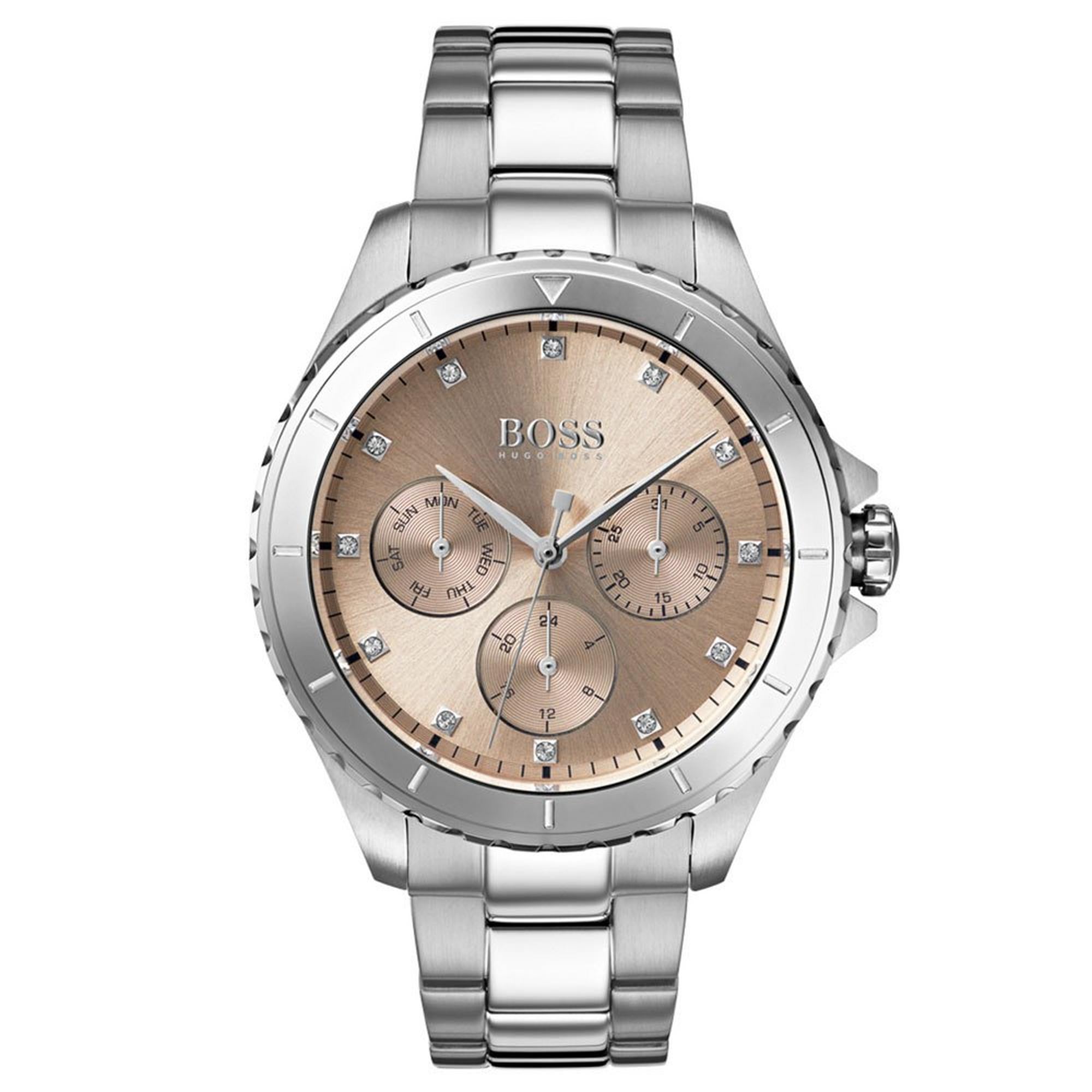 Hugo Boss Women's 1502444 Premiere Silver-Tone Stainless Steel Watch with Rose Gold Di