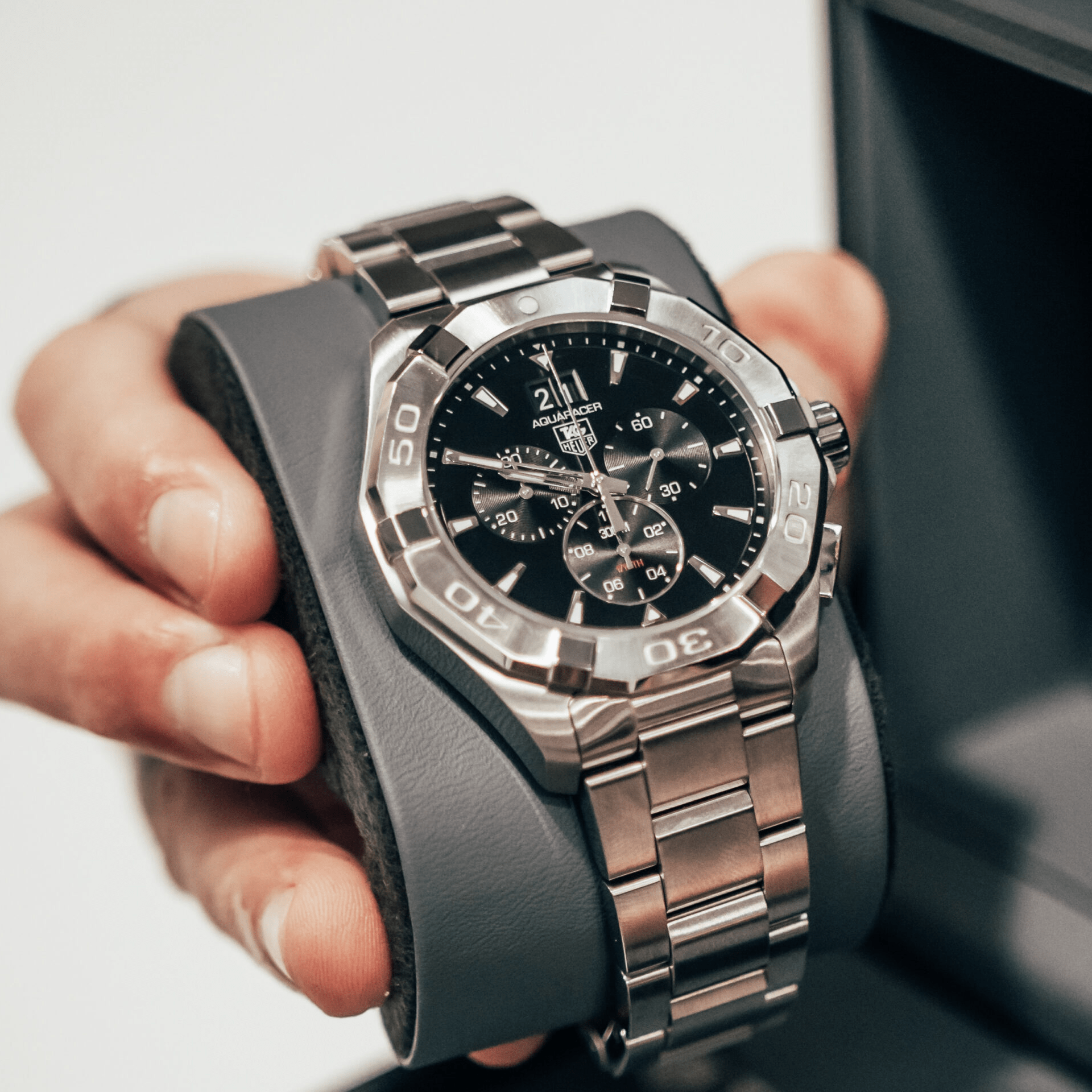 Tag Heuer Aquaracer Chronograph Black Dial Silver Steel Strap Watch for Men - CAY1110.BA0927