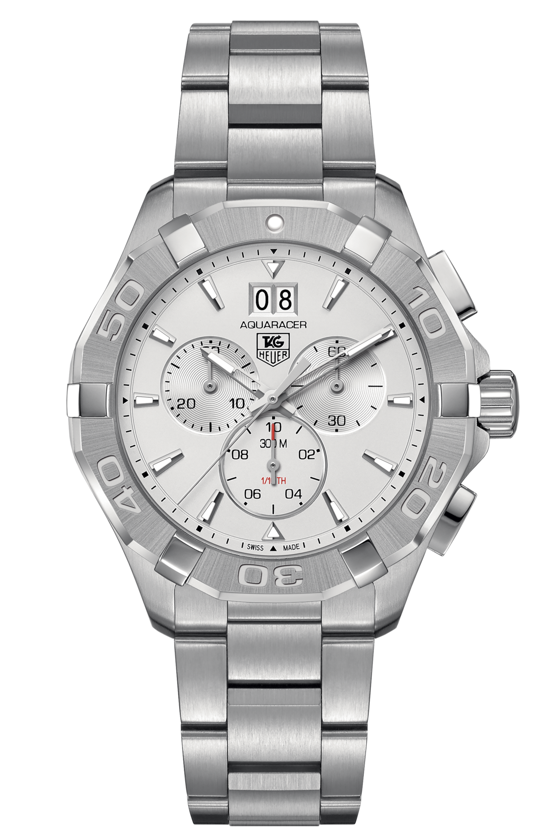 Tag Heuer Aquaracer White Dial Silver Steel Strap Watch for Men - CAY1111.BA0927