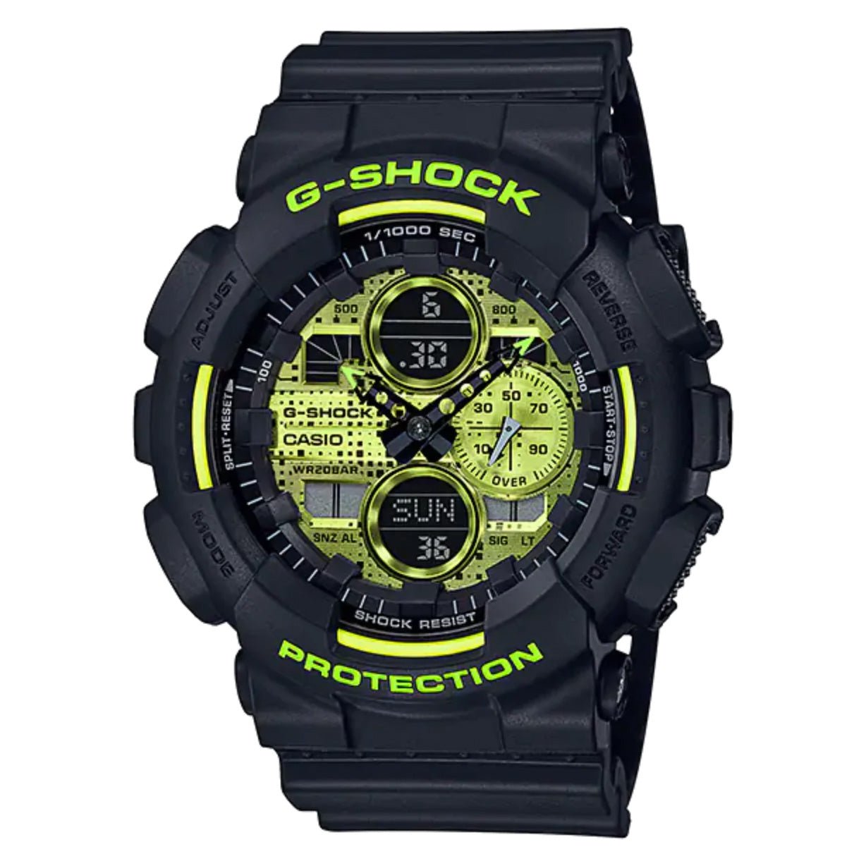 Casio G-Shock Watch Men's Neon Yellow/Black GA-140DC-1ADR