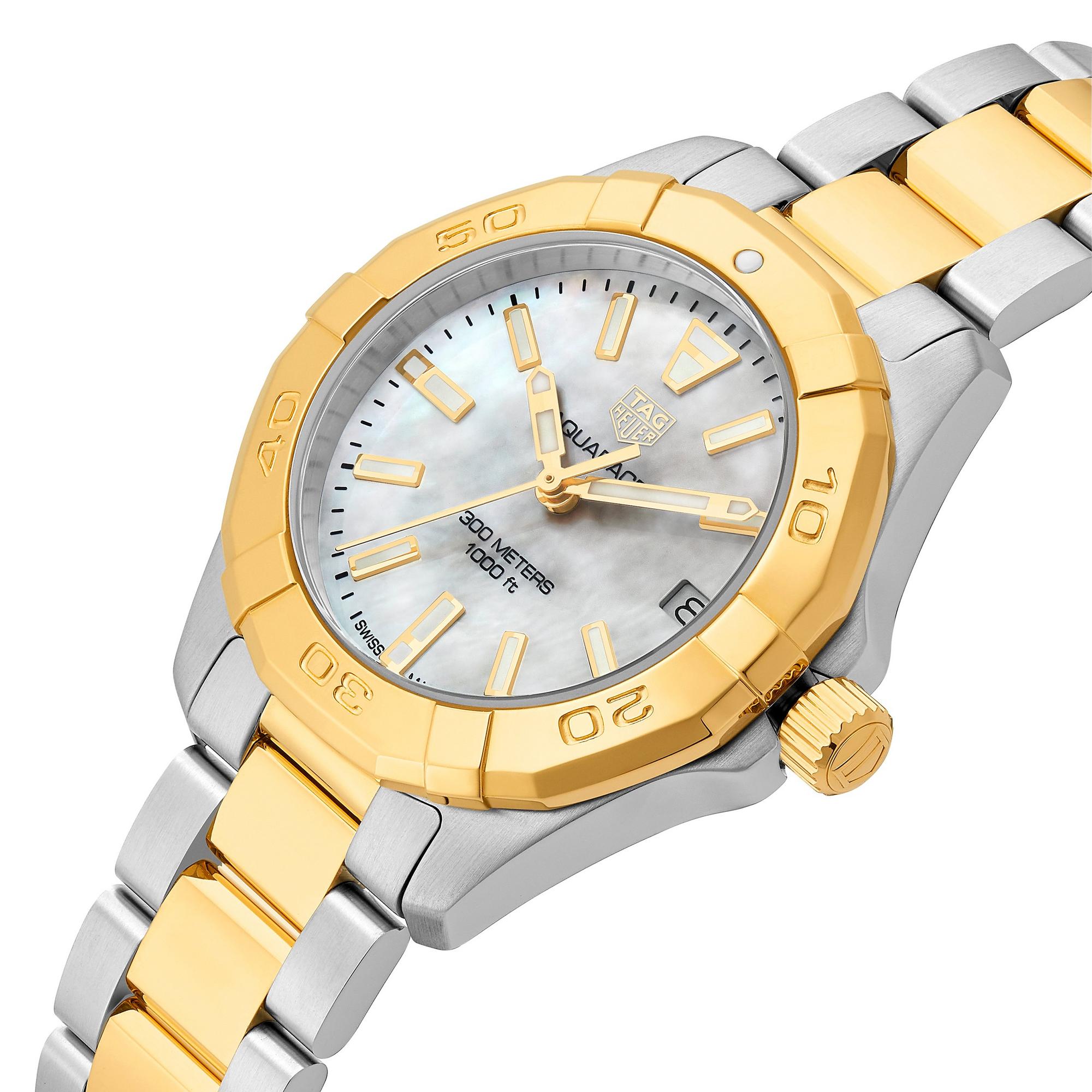 TAG Heuer Aquaracer WBD1320.BB0320 Ladies' Two-Tone Gold Plated Stainless Steel Mother-of-Pearl Dial Diver Watch