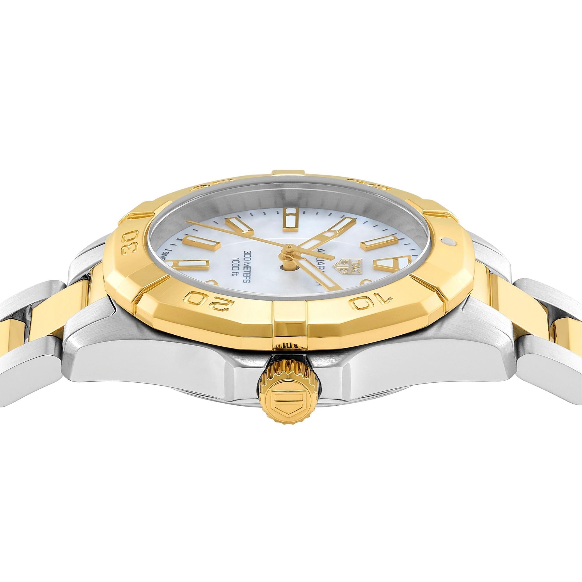 TAG Heuer Aquaracer WBD1320.BB0320 Ladies' Two-Tone Gold Plated Stainless Steel Mother-of-Pearl Dial Diver Watch