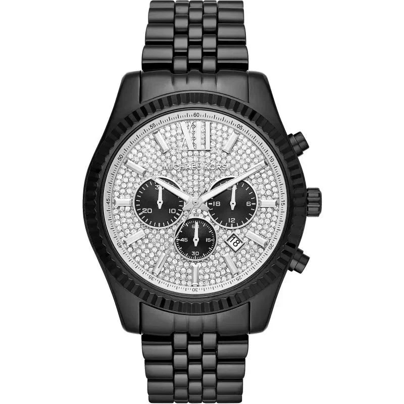 Michael Kors Watch Lexington Chronograph 45mm Black Crystals MK8605