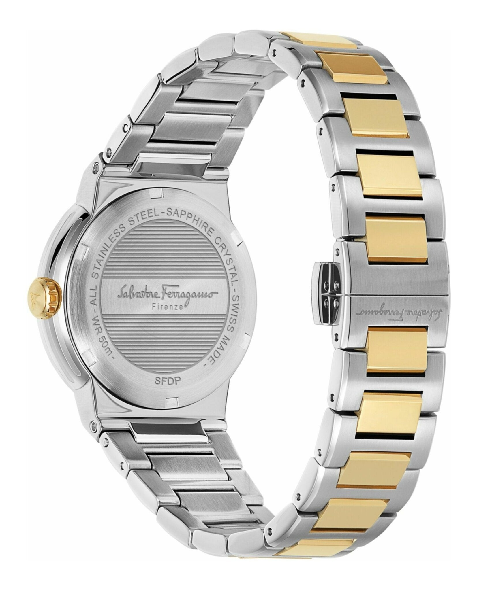 Salvatore Ferragamo Sapphire Silver Dial Two Tone Steel Strap Watch for Men - SFHP00520