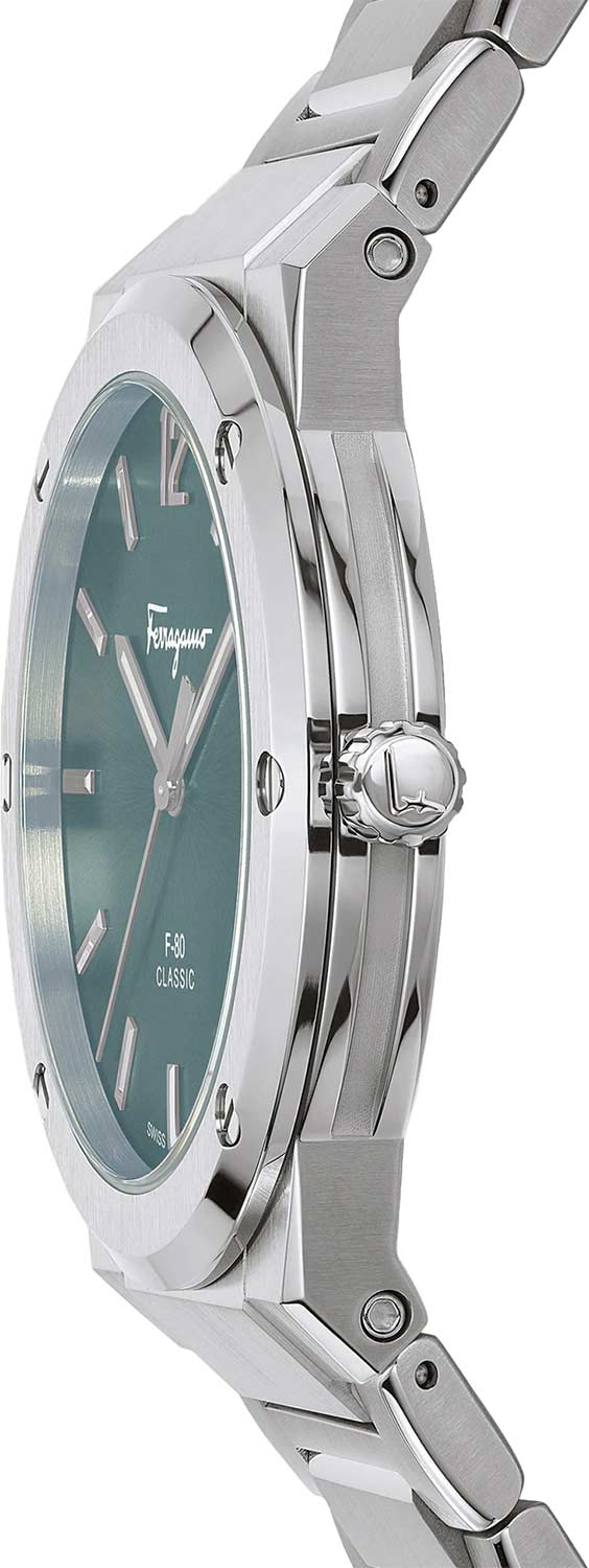 Salvatore Ferragamo F-80 Classic Blue Dial Silver Steel Strap Watch for Men - SFDT01320