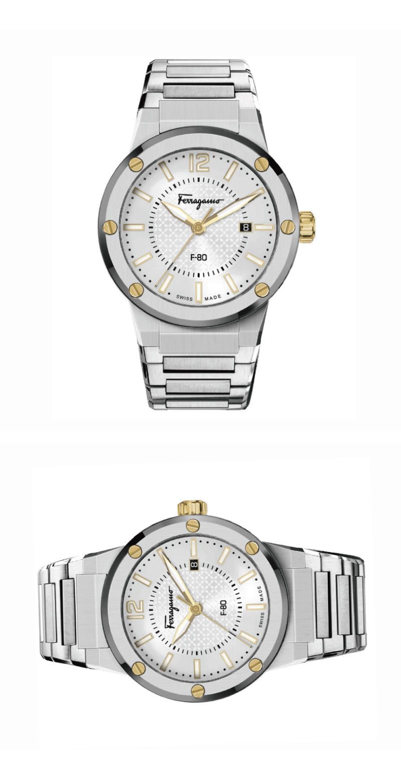 Salvatore Ferragamo F-80 Classic Silver Dial Silver Steel Strap Watch for Men - SFHY02922