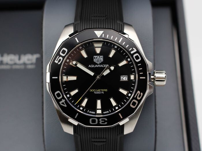 Tag Heuer Aquaracer Black Dial Black Rubber Strap Watch for Men - WAY111A.FT6151
