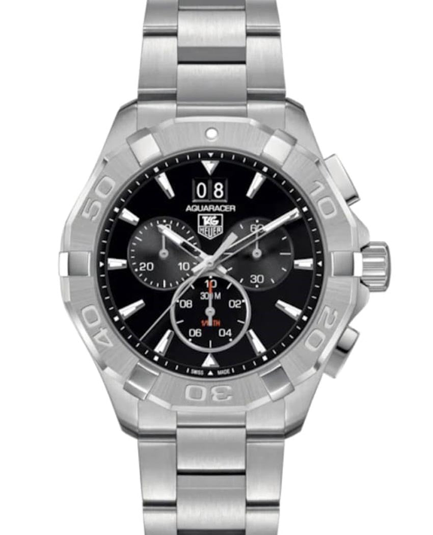 Tag Heuer Aquaracer Chronograph Black Dial Silver Steel Strap Watch for Men - CAY1110.BA0927