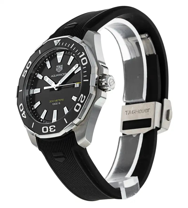 Tag Heuer Aquaracer Quartz Black Dial Black Rubber Strap Watch for Men -  WAY101A.FT6141