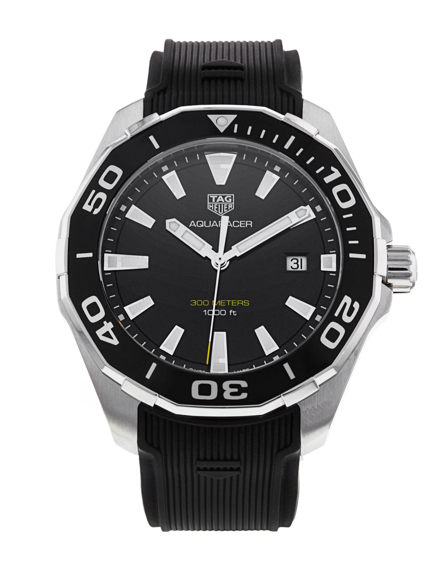 Tag Heuer Aquaracer Quartz Black Dial Black Rubber Strap Watch for Men -  WAY101A.FT6141