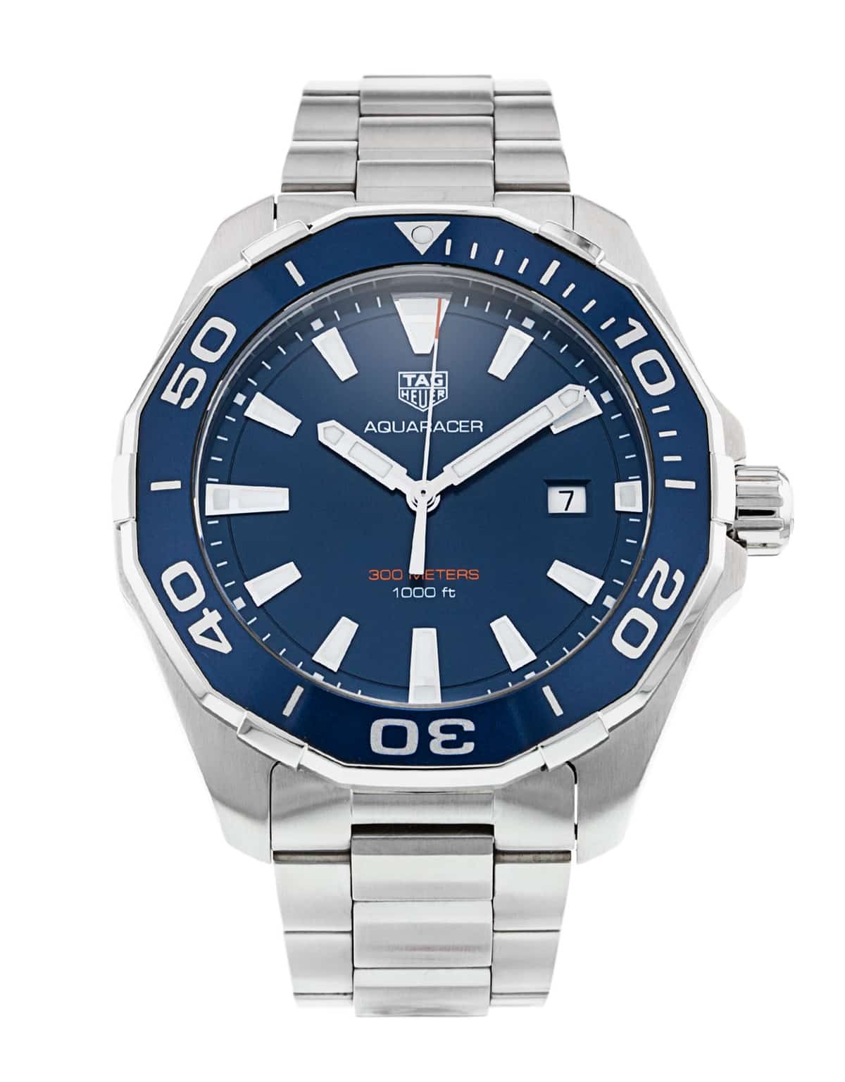 Tag Heuer Aquaracer Blue Dial Silver Steel Strap Watch for Men - WAY101C.BA0746