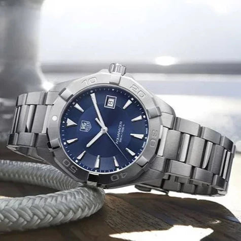 Tag Heuer Aquaracer Quartz Blue Dial Silver Steel Strap Watch for Men - WAY1112.BA0928