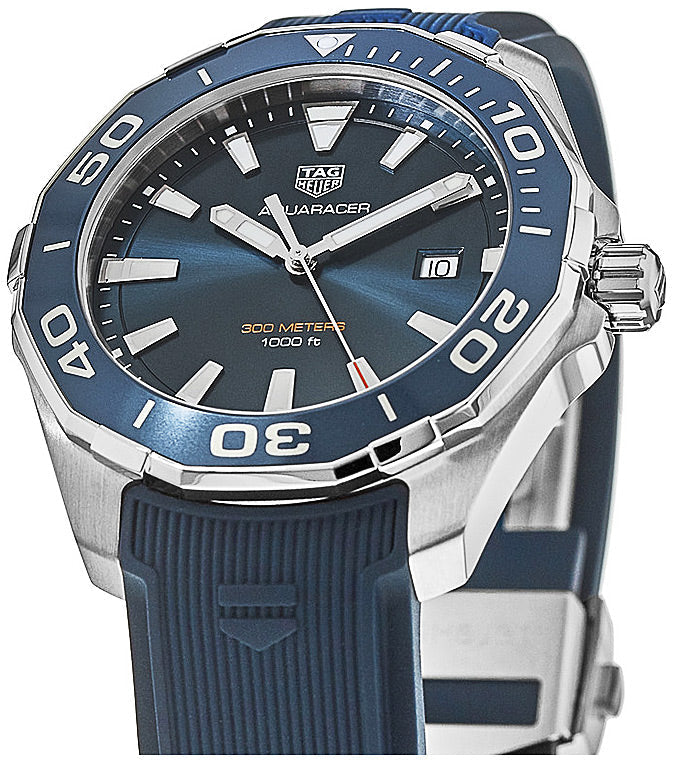 Tag Heuer Aquaracer Quartz Blue Dial Blue Rubber Strap Watch for Men -  WAY101C.FC6153