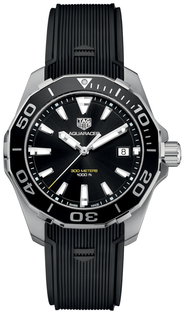 Tag Heuer Aquaracer Black Dial Black Rubber Strap Watch for Men - WAY111A.FT6151
