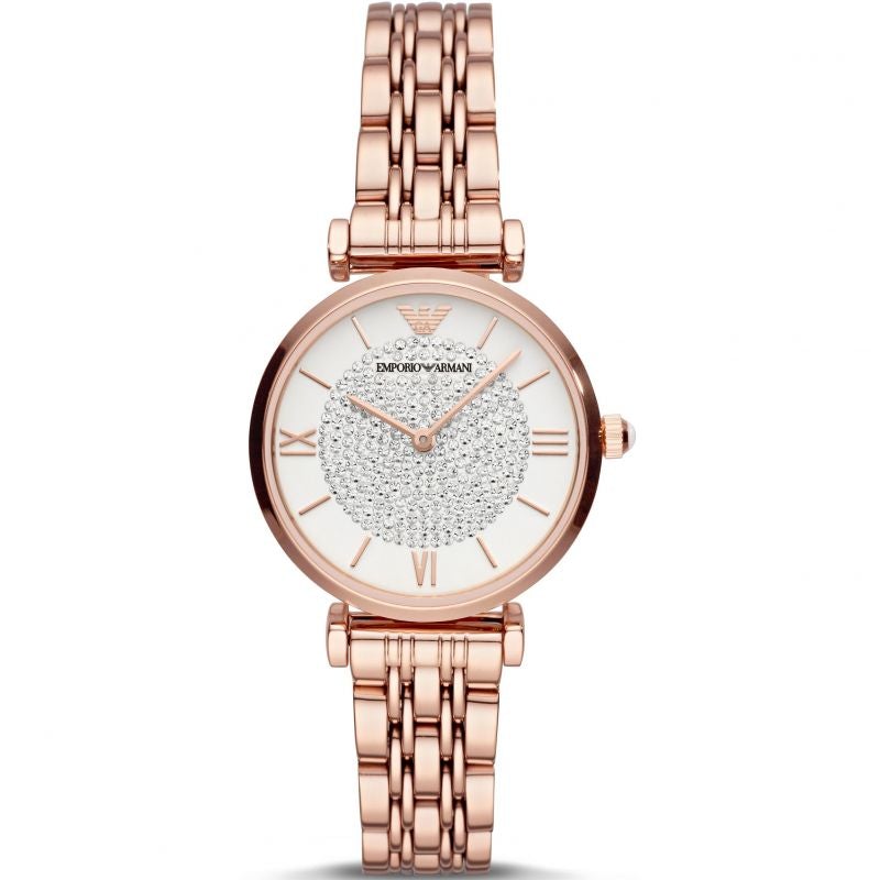 Emporio Armani AR11244 Ladies’ Rose Gold Crystal Dial Stainless Steel Watch