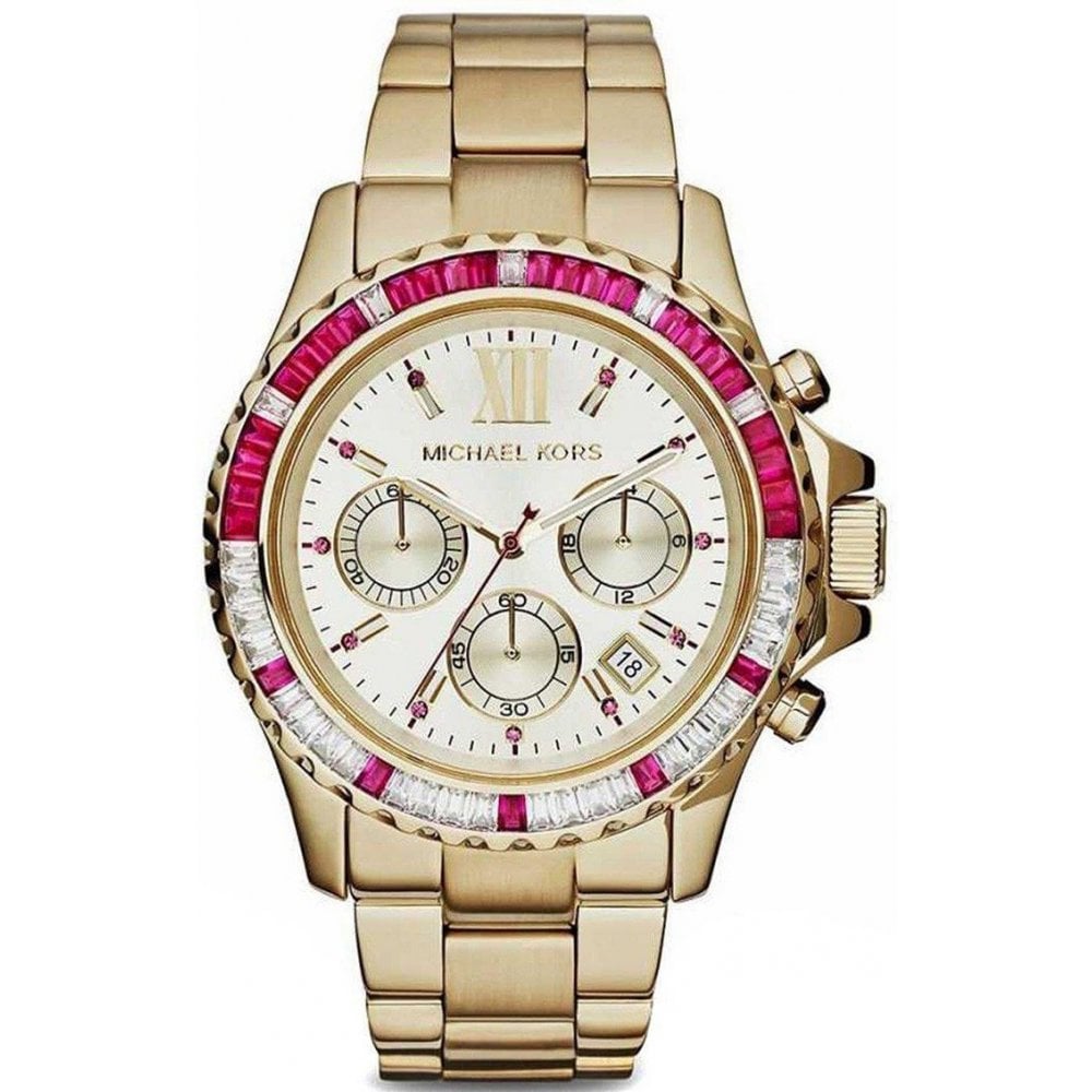 Michael Kors MK5871 Ladies Everest Yellow Gold Red Gem Set Watch