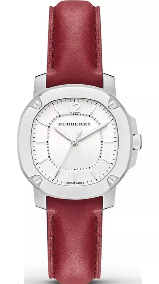 Burberry Brit The Britain White Dial Red Leather Strap Watch for Women - BBY1705