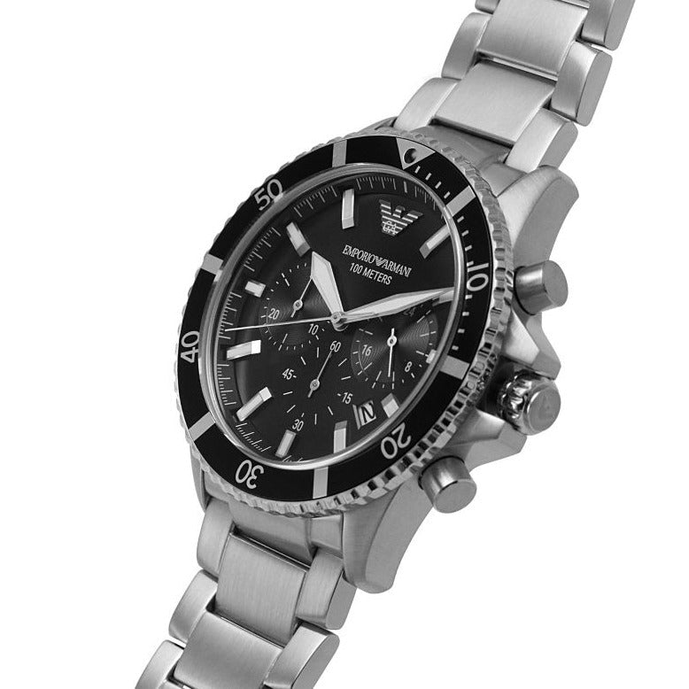 Emporio Armani AR11360 Men's Diver Chronograph Black Dial Stainless Steel Watch