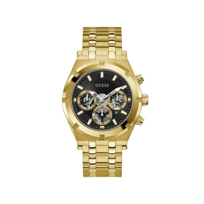 Guess Continental Mens Sport Gold Stainless Steel Watch GW0260G2