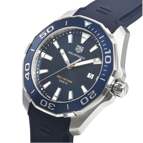 Tag Heuer Aquaracer Quartz Blue Dial Blue Rubber Strap Watch for Men -  WAY101C.FC6153