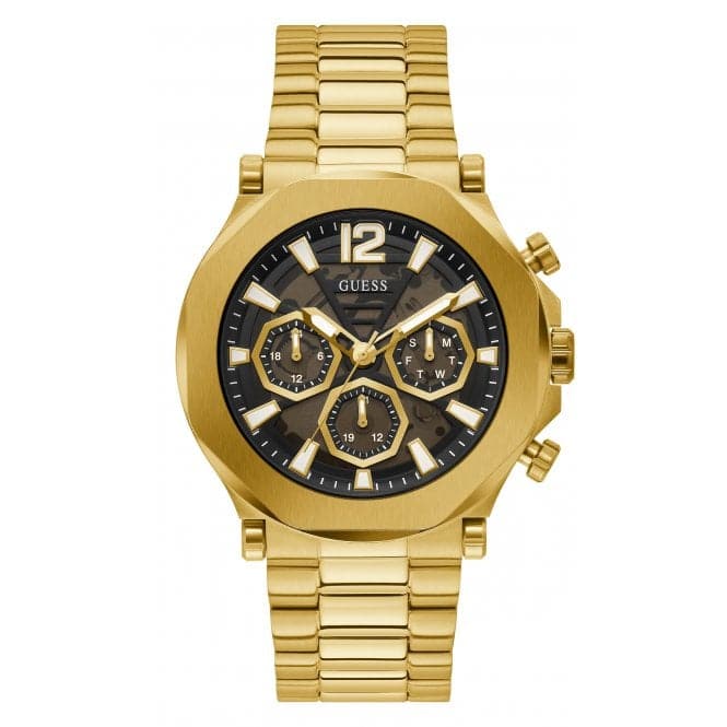 Gents Edge Stainless Steel Gold Watch GW0539G2