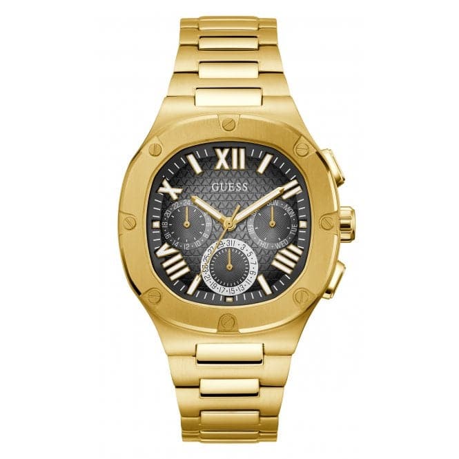 Guess Gents Headline Stainless Steel Gold Watch GW0572G2