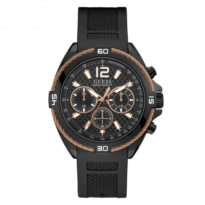 Guess Gents Black Copper Wire Detail Watch W1168G3