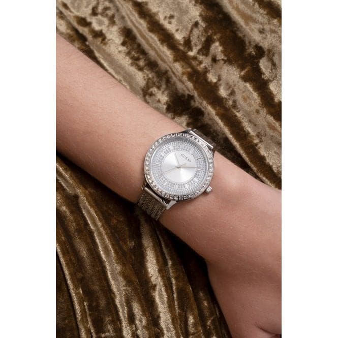 Guess Ladies Soiree Stainless Steel Mesh Silver Watch GW0402L1