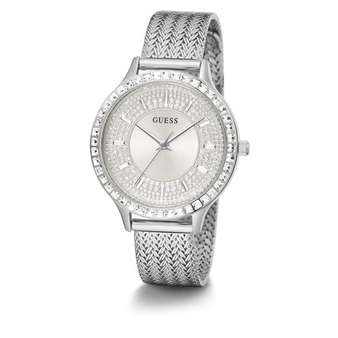 Guess Ladies Soiree Stainless Steel Mesh Silver Watch GW0402L1