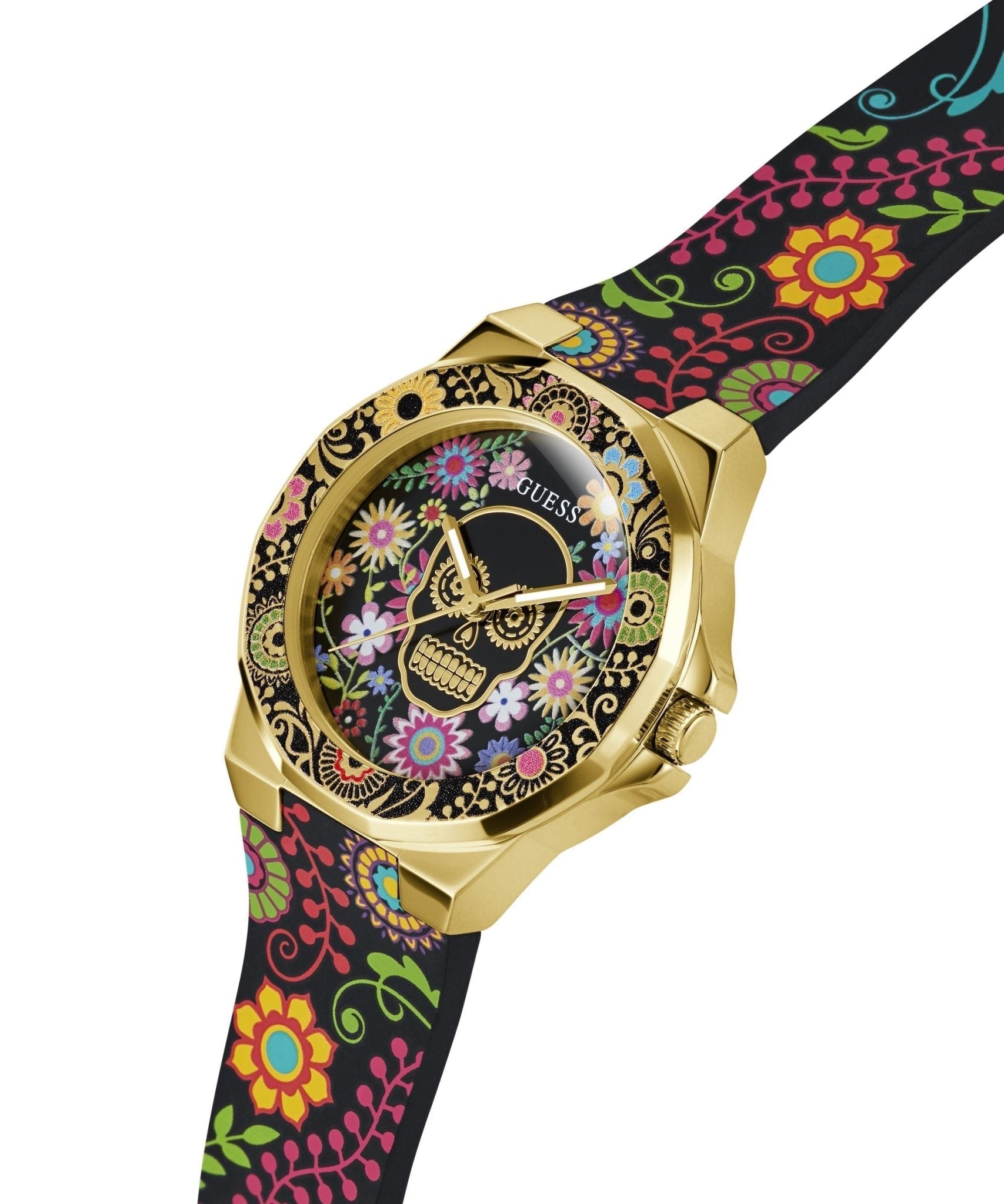 Guess Ladies Calaverta Gold Tone Silicone Watch GW0754L1