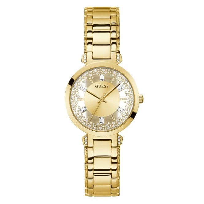 Ladies Crystal Clear Stainless Steel Gold Tone Watch GW0470L2